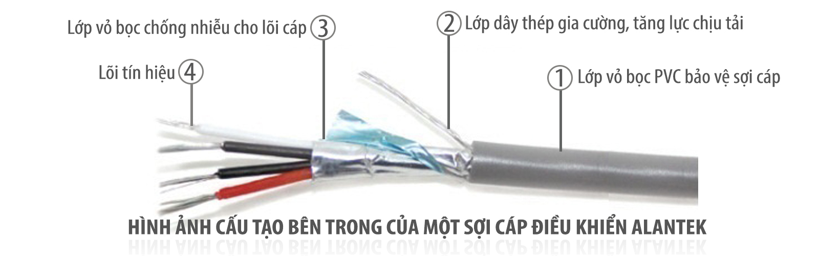 Cấu tạo trên sợi dây cáp điều khiển Alantek 20 AWG Cấu tạo trên sợi dây cáp điều khiển Alantek 20 AWG