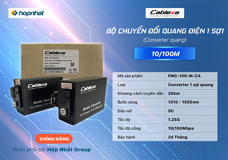 Thông số kỹ thuật Converter quang FMC-100-M- CA G-Net