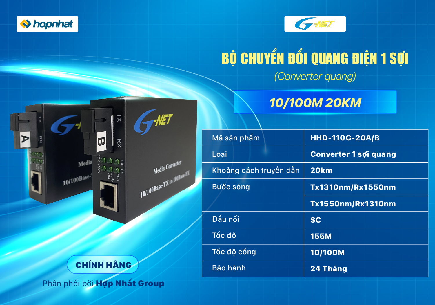 Thiết bị Converter quang 1 sợi hãng GNET
