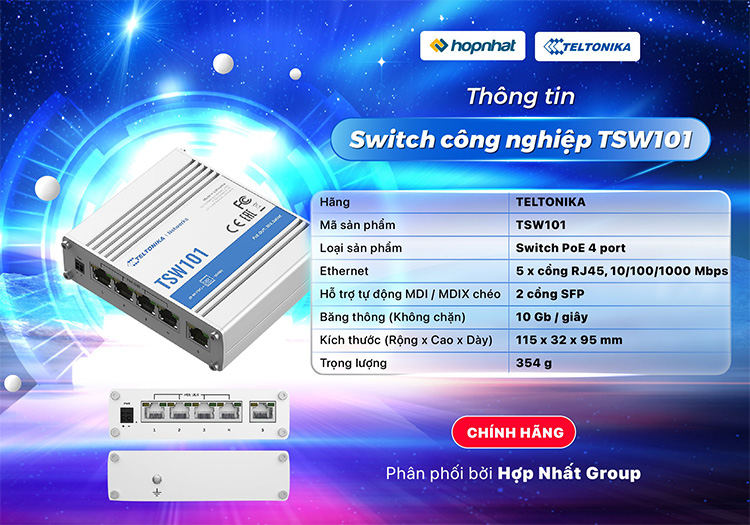 Swich công nghiệp TSW101 Teltonika