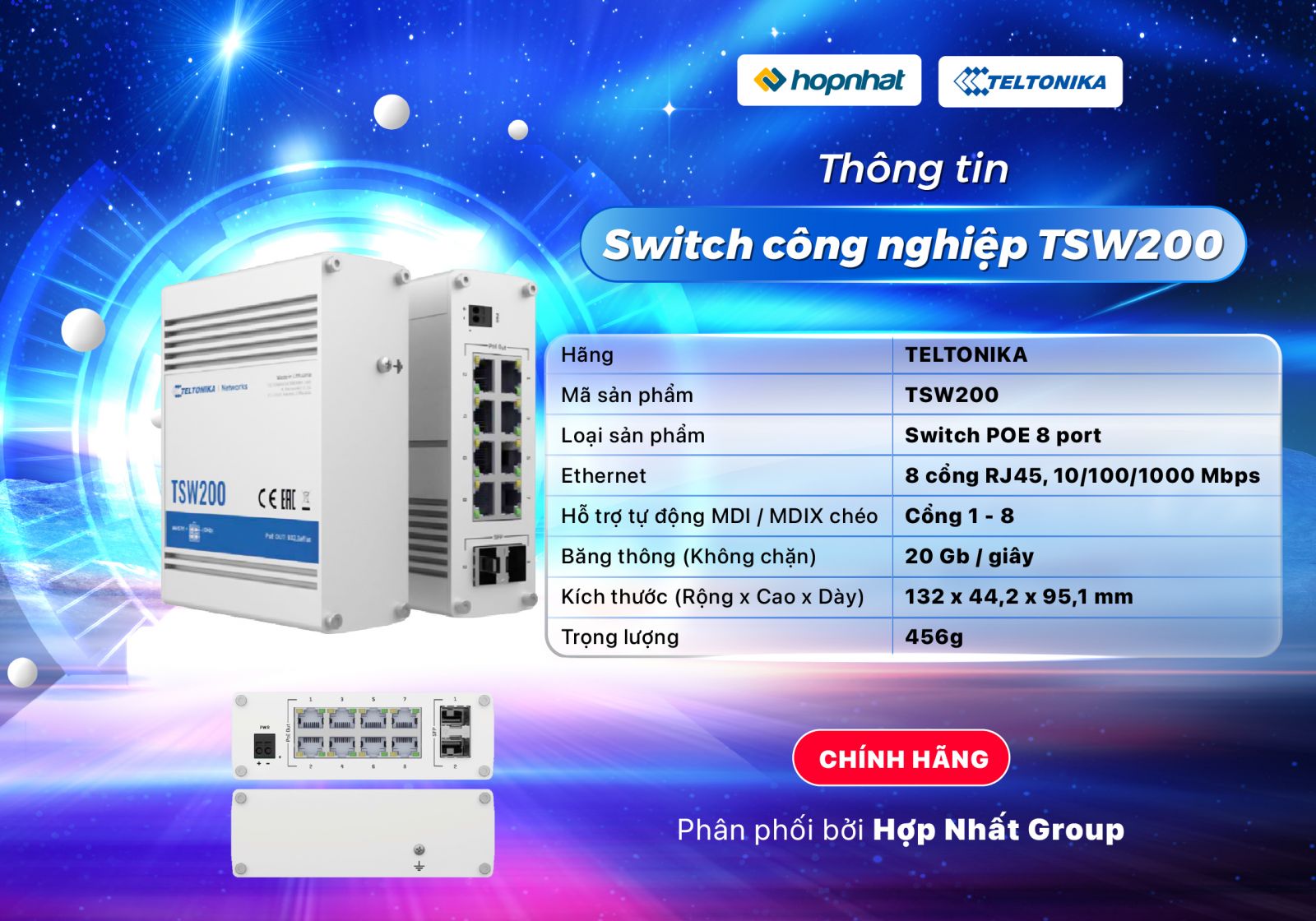 Switch công nghiệp PoE TSW200