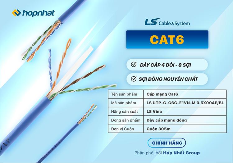 Dây cáp mạng LS Cat6 chính hãng Dây cáp mạng LS Cat6 chính hãng