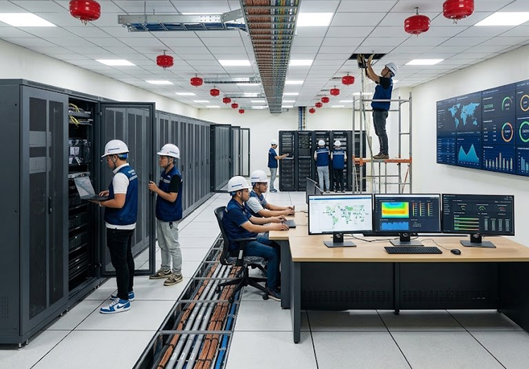 Hệ thống cáp mạng đồng trong các phòng kỹ thuật