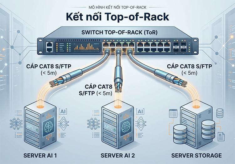 Cáp mạng Cat8 và mô hình Top Of Rack