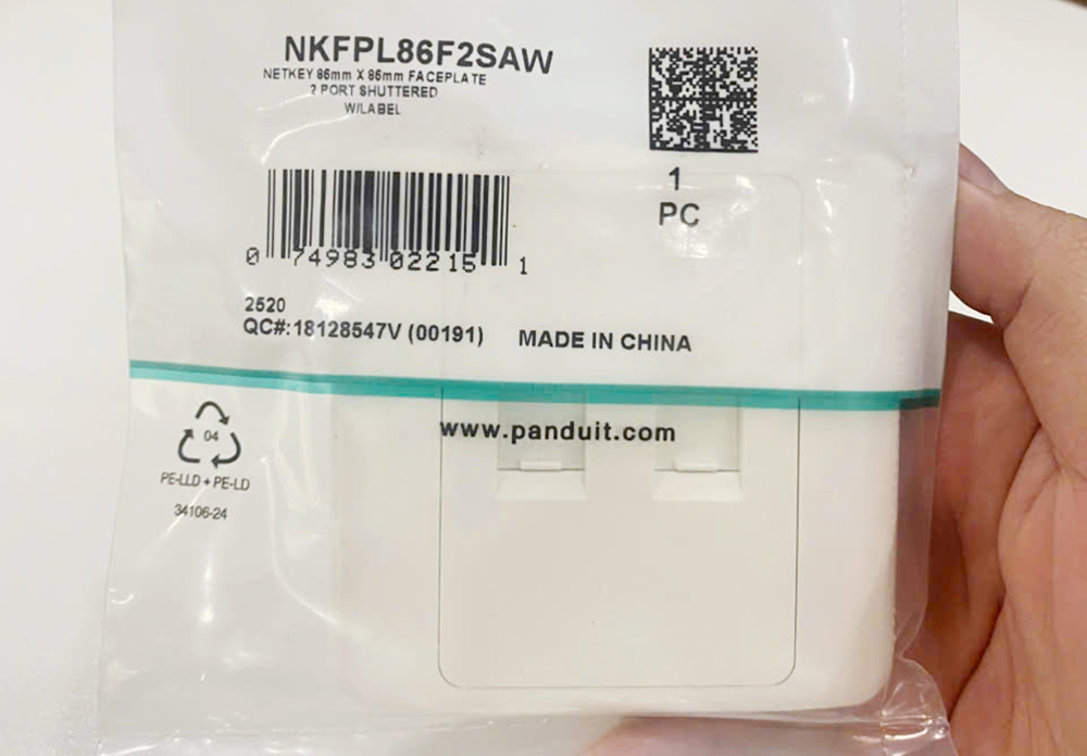 Mặt mạng 2 cổng Panduit NKFPL86F2SAW hình vuông chính hãng