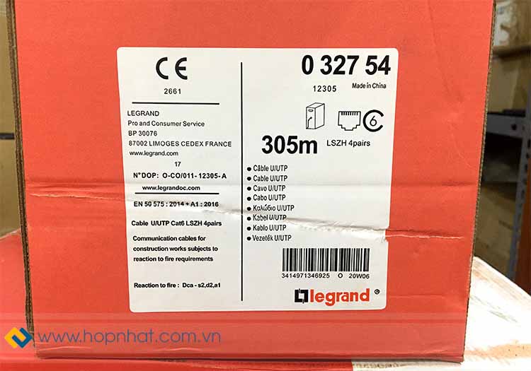 Thông tin trên vỏ thùng cáp mạng