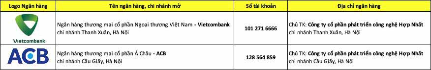 Tài khoản Công ty CP Phát Triển Công Nghệ Hợp Nhất Tài khoản Công ty CP Phát Triển Công Nghệ Hợp Nhất