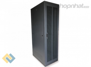 Tủ rack 42U D600 2 cửa lưới màu đen