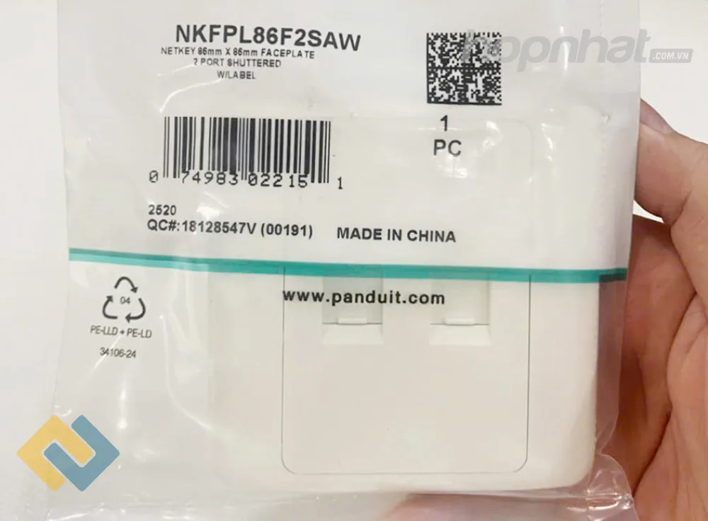 Mặt mạng 2 cổng, mặt mạng đôi Panduit NKFPL86F2SAW