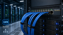 Cáp mạng Cat8 trong kết nối trục ngắn Top-of-Rack tại các phòng Server hiện đại