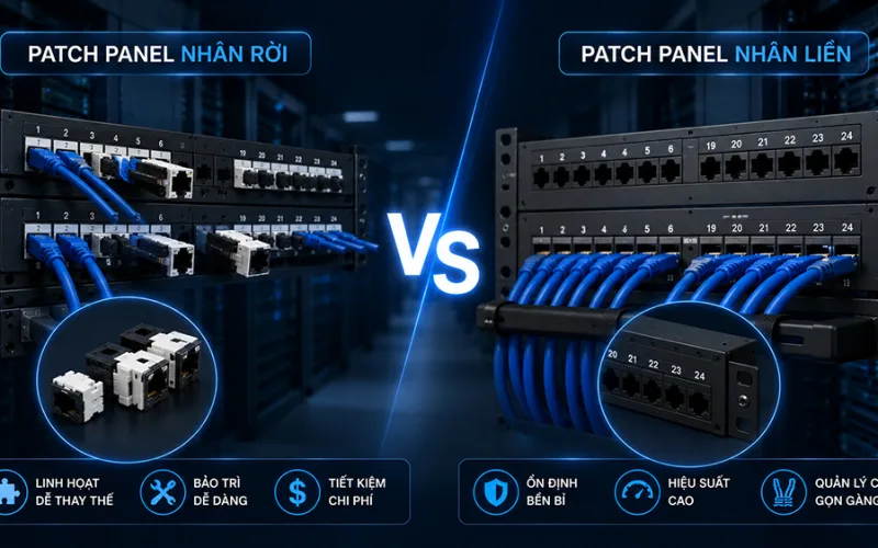 Patch  Panel nhân rời vs Patch Panel nhân liền nên dùng loại nào?