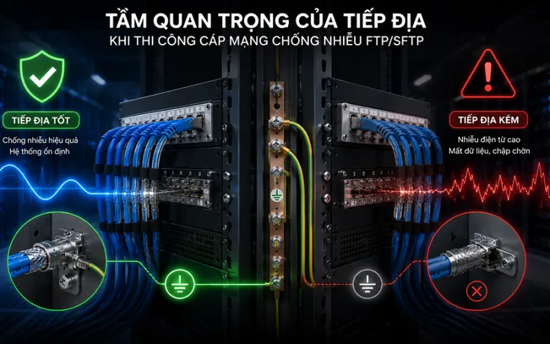 Tầm quan trọng của tiếp địa khi thi công cáp mạng chống nhiễu FTP/SFTP