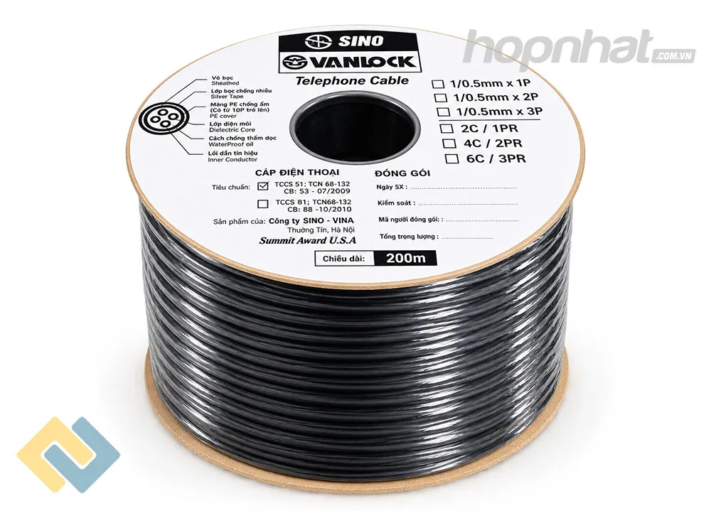 cáp điện thoại 2 đôi sino