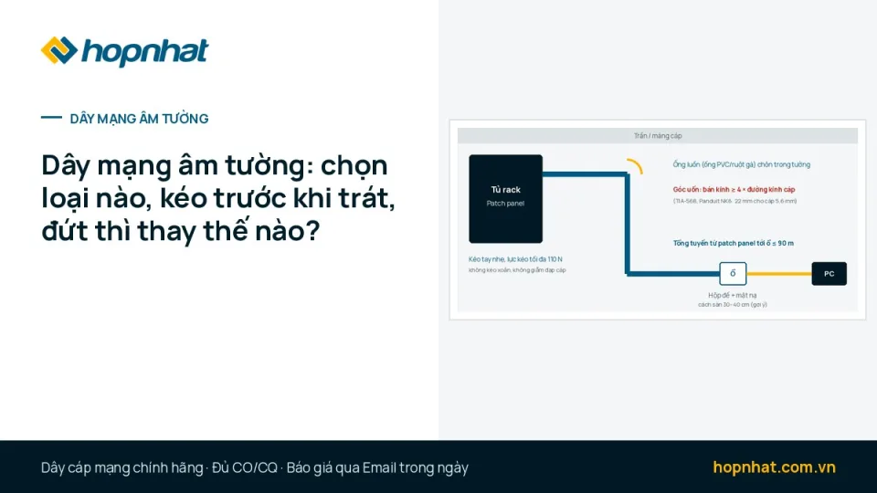 Dây mạng âm tường: chọn loại nào, kéo trước khi trát, đứt thì thay thế nào?