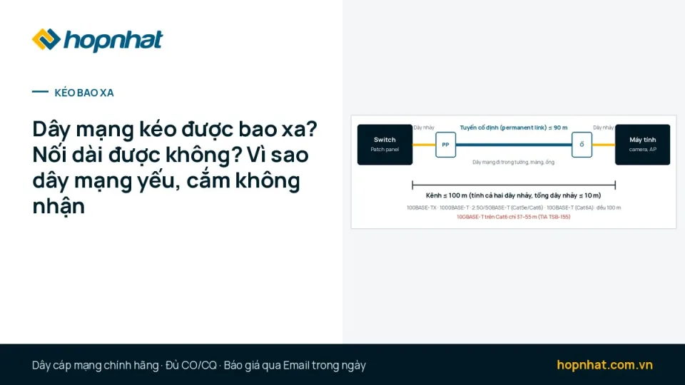 Dây mạng kéo được bao xa? Nối dài được không? Vì sao dây mạng yếu, cắm không nhận