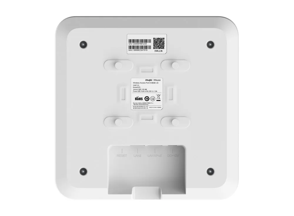 Mặt lưng bộ phát wifi Ruijie Reyee RG-RAP2260(G), ảnh hãng