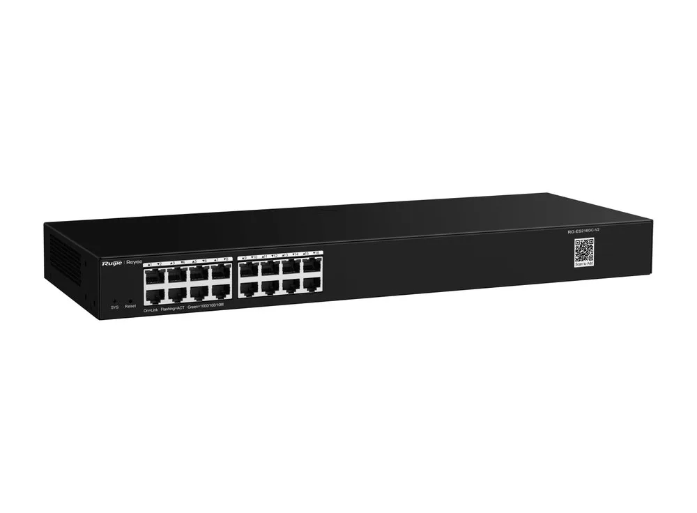 RG-ES216GC-V2 dòng Reyee ES200 chụp chéo từ phía trước