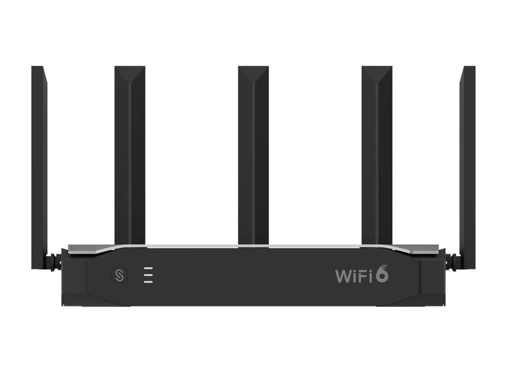 Mặt trước router Wi-Fi 6 RG-EG105GW-X với hàng ăng-ten ngoài, ảnh hãng Ruijie
