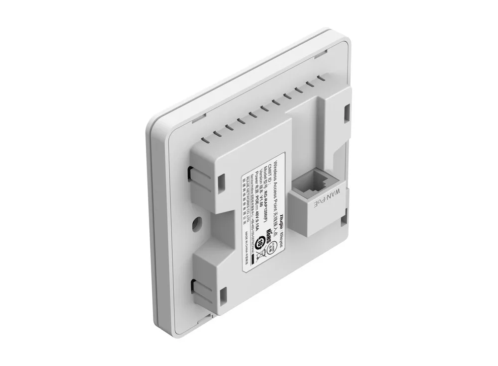 Góc nghiêng mặt sau RG-RAP1200(F), AP Wi-Fi 5 có 2 cổng 10/100BASE-T