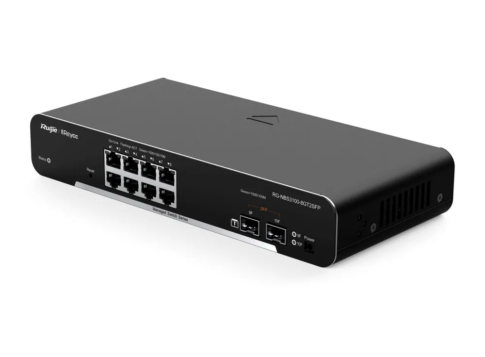 RG-NBS3100-8GT2SFP dòng Reyee NBS3100 nhìn chéo từ phía trước