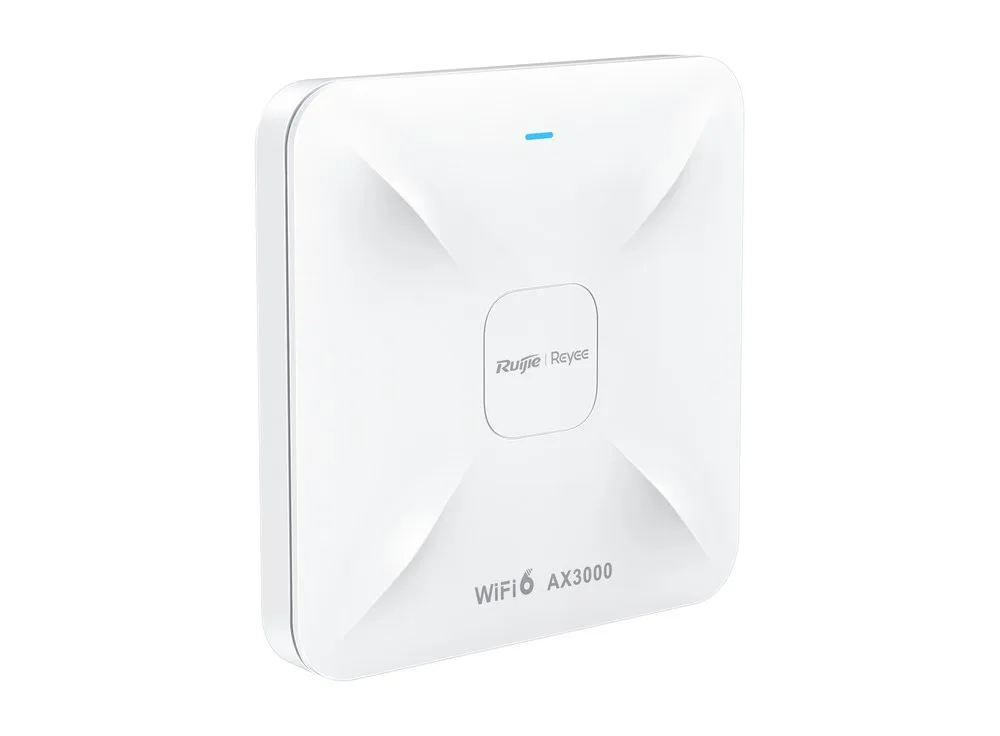 RG-RAP2260 chụp nghiêng từ phía trước, AP Wi-Fi 6 hai băng tần tổng 2974 Mbps