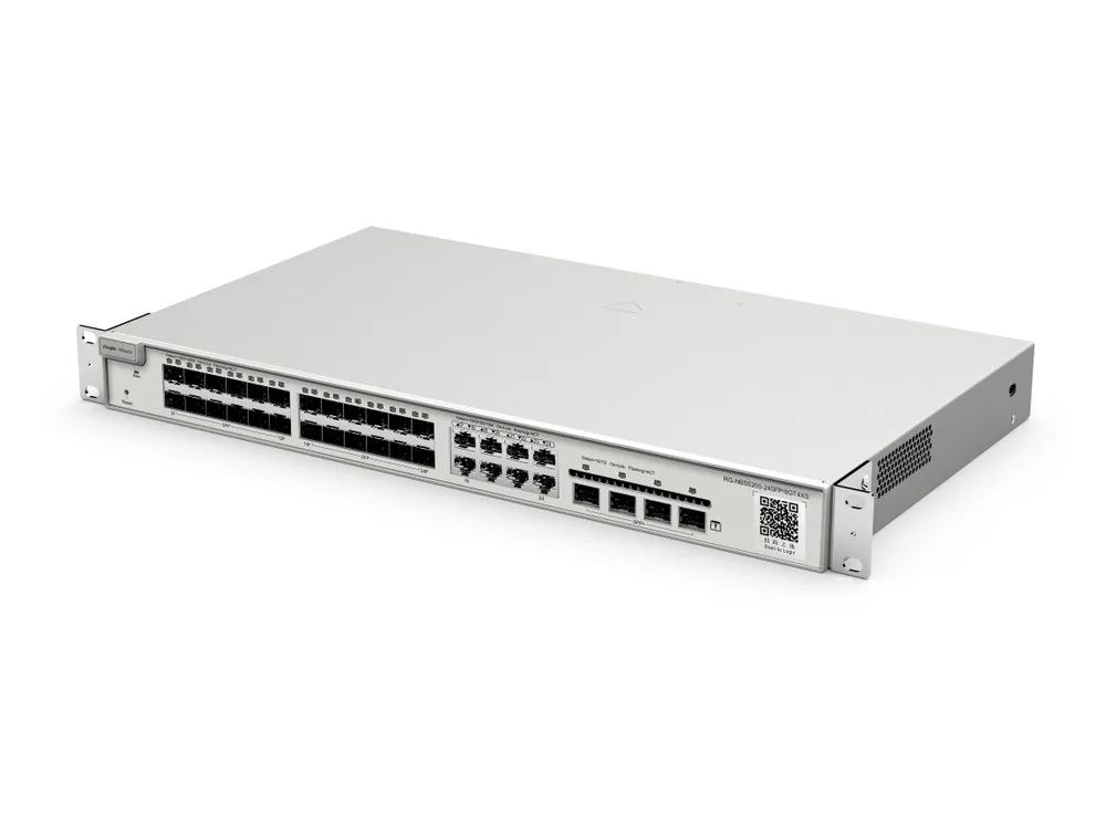 RG-NBS5200-24SFP/8GT4XS chụp góc chéo bên phải, ảnh hãng Ruijie