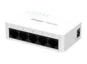 Ảnh thu nhỏ Switch Ruijie RG-ES05G-L 5 cổng Gigabit, ảnh hãng chụp nghiêng thấy cổng nguồn DC ở cạnh phải