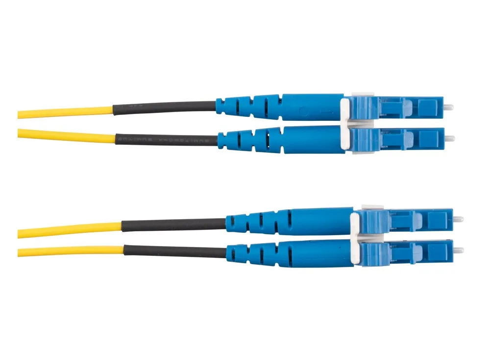 Hai cặp đầu nối LC duplex của dây nhảy NetKey OS2 NKFP92ELLLSM001, ảnh chụp cận