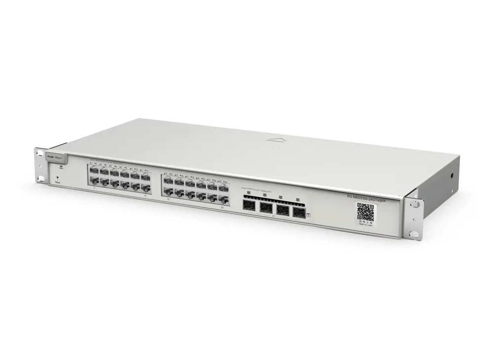 RG-NBS5100-24GT4SFP chụp chéo từ bên phải, ảnh hãng Ruijie
