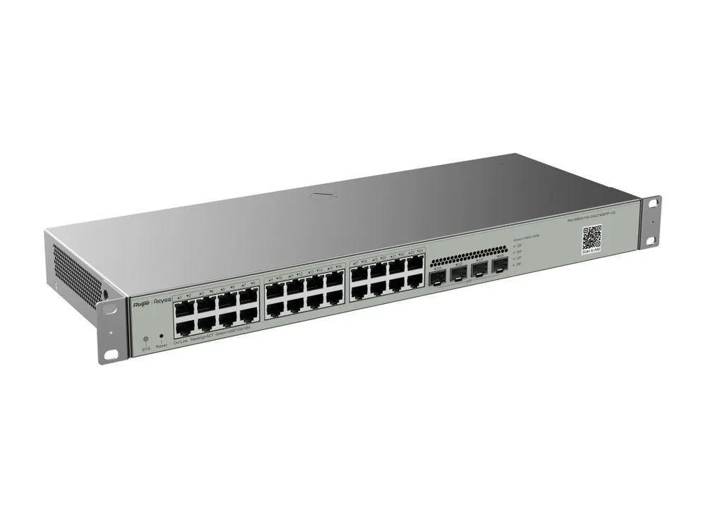 Switch không PoE RG-NBS3100-24GT4SFP-V2 gắn tai rack, góc chụp bên phải