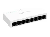 Ảnh thu nhỏ RG-ES08G-L chụp nghiêng, thấy dãy 8 cổng RJ45 Gigabit ở mặt trước