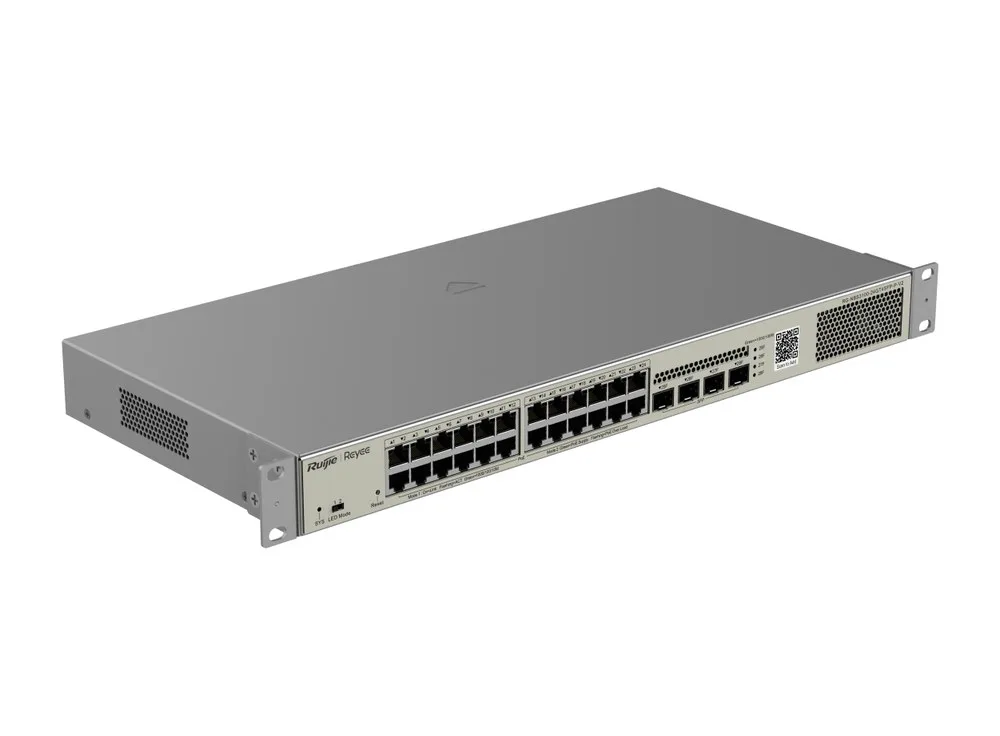 Switch PoE+ 370 W RG-NBS3100-24GT4SFP-P-V2 gắn tai rack, góc chụp bên phải