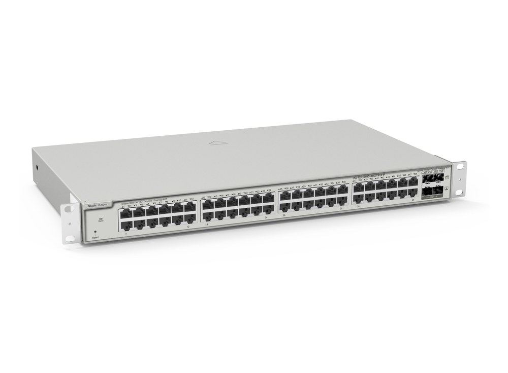 Switch 48 cổng Ruijie RG-NBS5100-48GT4SFP nhìn chéo, ảnh hãng
