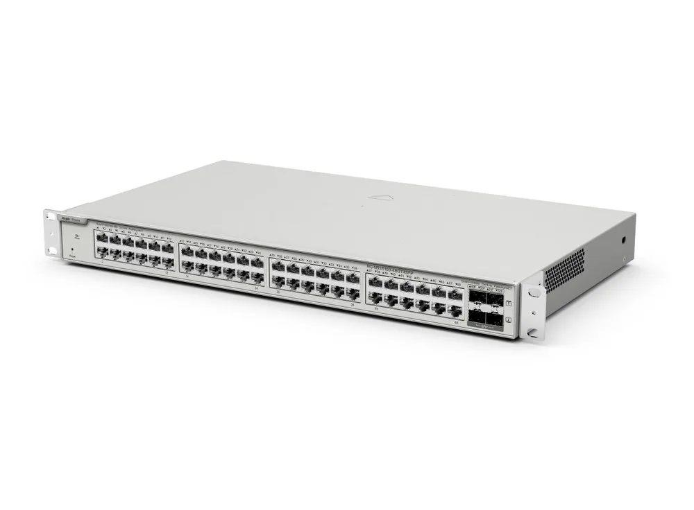 RG-NBS5100-48GT4SFP chụp góc nghiêng phía trước, ảnh hãng Ruijie