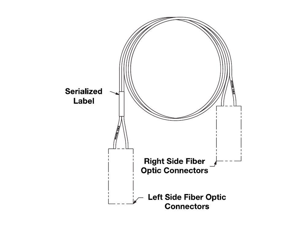 Bản vẽ dây NetKey duplex chỉ nhãn serial, dùng cho patch cord OM3 NKFPX2ELLLSM005