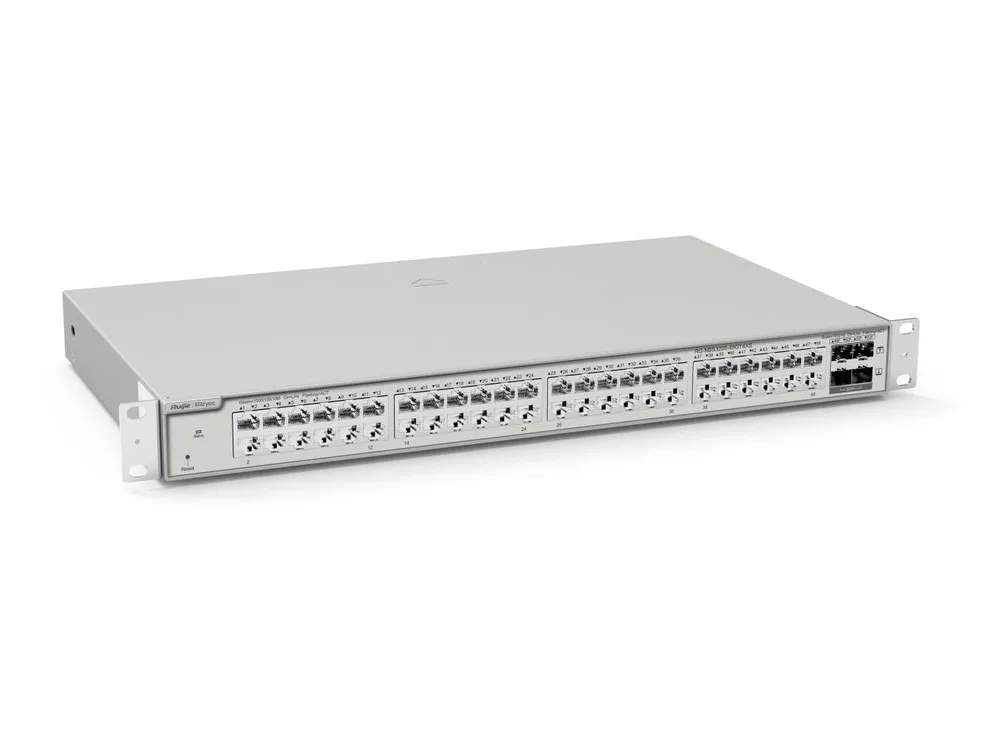 Switch uplink 10G RG-NBS3200-48GT4XS gắn tai rack, góc chụp bên phải