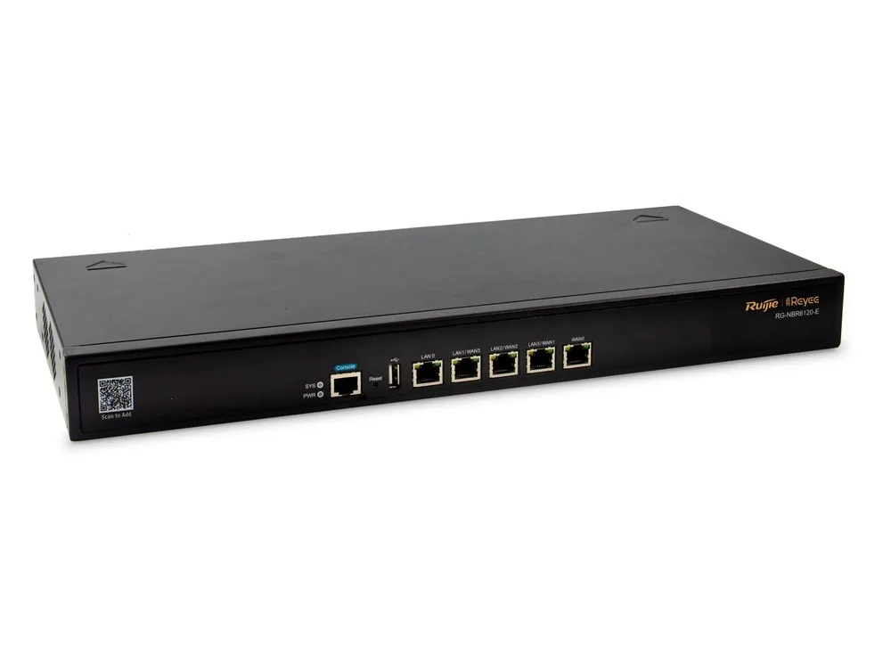 Bộ định tuyến bảo mật RG-NBR6120-E nhìn chéo phía trước, ảnh hãng Ruijie