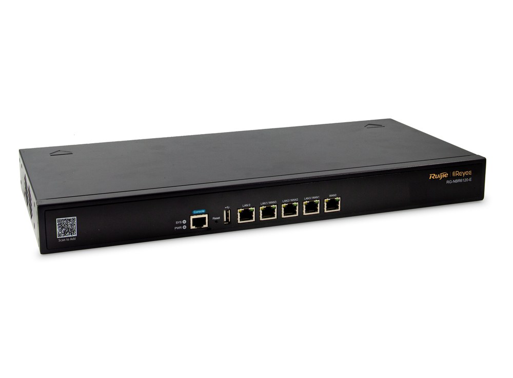 Bộ định tuyến bảo mật RG-NBR6120-E nhìn chéo phía trước, ảnh hãng Ruijie