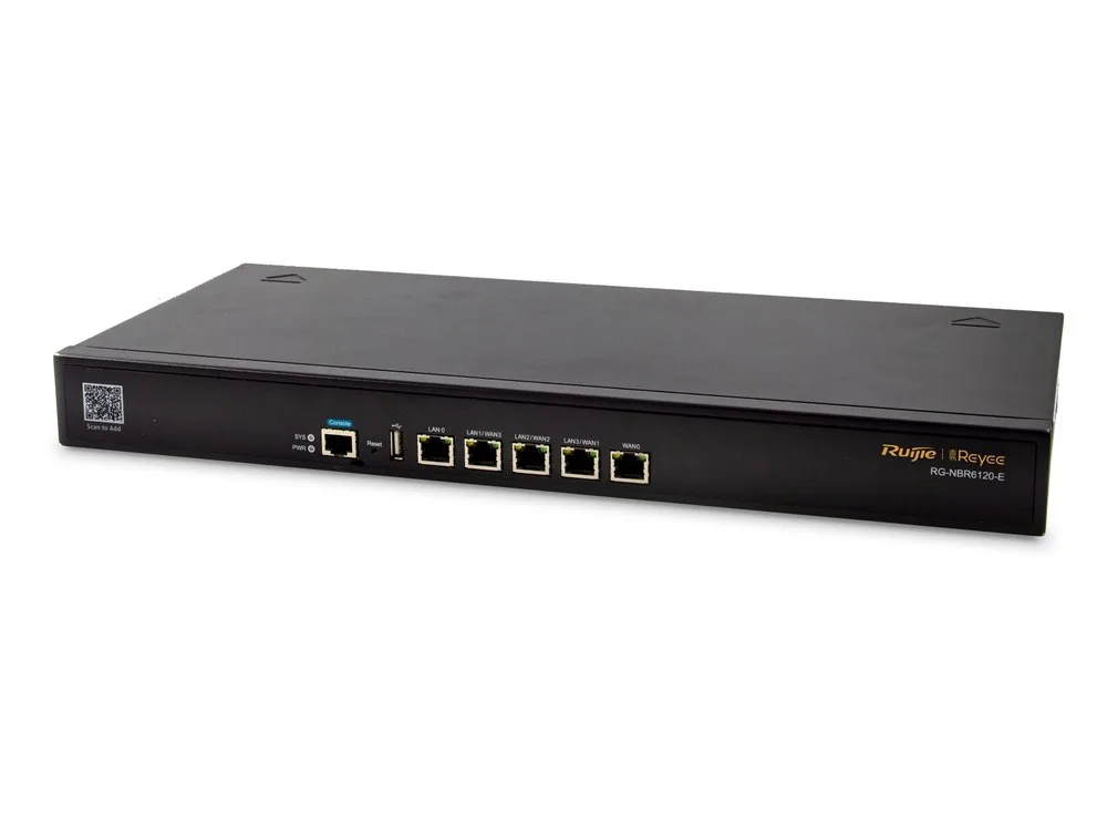 RG-NBR6120-E nhìn chéo từ bên phải, router Reyee dòng NBR6000