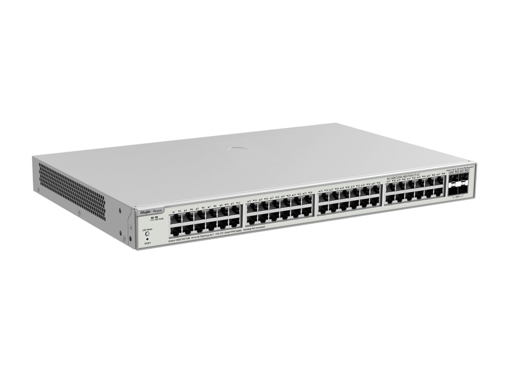 RG-NBS3200-48GT4XS-P-V2 nhìn chéo, 48 cổng PoE+ và 4 cổng SFP+ 10G