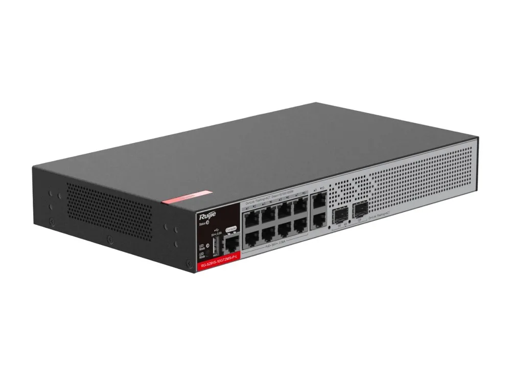 Switch Layer 2+ RG-S2915-10GT2MS-P-L nhìn từ góc bên kia, ảnh hãng