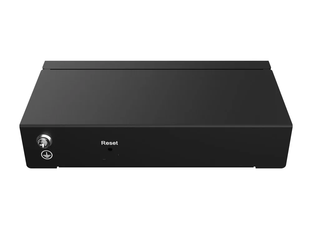 Mặt sau RG-ES205GC có nút Reset, ảnh hãng
