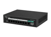 Ảnh thu nhỏ RG-ES110GS-P-L chụp nghiêng mặt trước: 8 cổng PoE Gigabit, cổng 9 và khe SFP