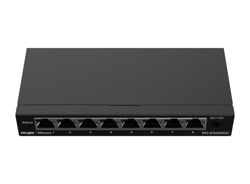 Switch Reyee ES200 RG-ES208GC nhìn từ phía trước, phía trên