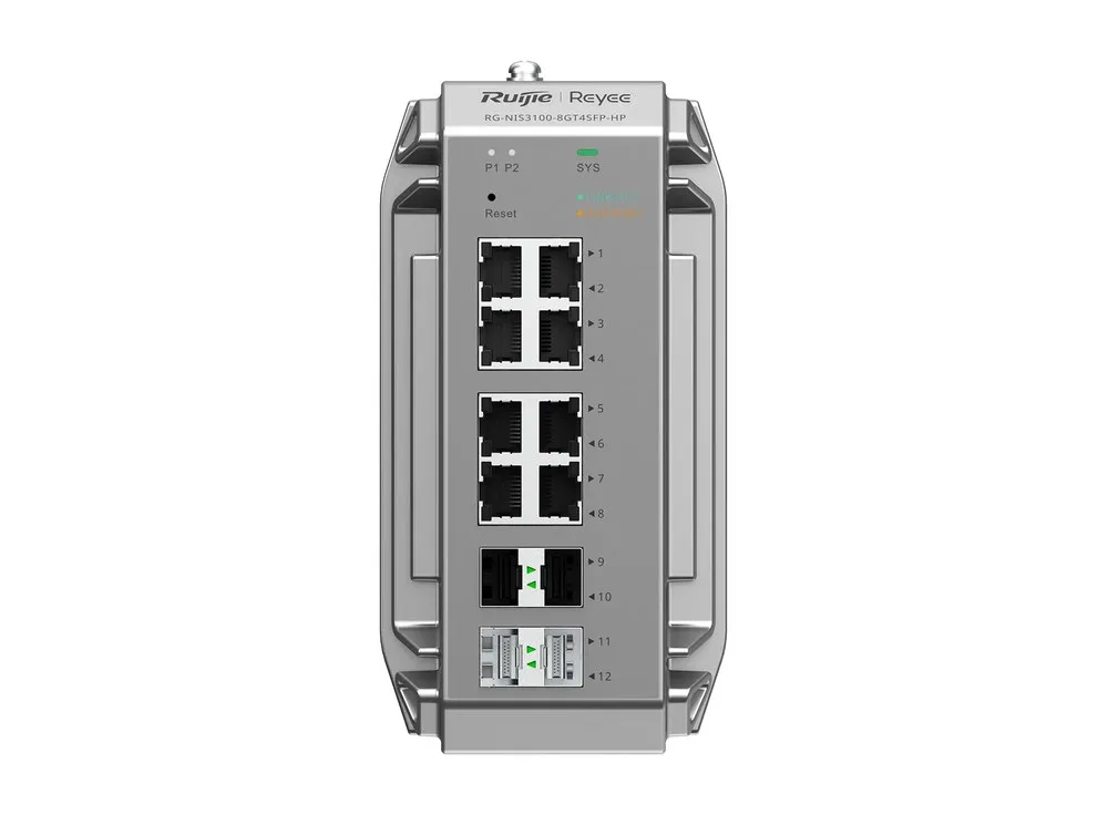 Mặt trước RG-NIS3100-8GT4SFP-HP với 8 cổng RJ45 và 4 cổng SFP, ảnh hãng