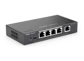 Ảnh thu nhỏ Switch PoE Ruijie RG-ES205GC-P chụp nghiêng, 4 cổng PoE+ và 1 cổng Gigabit