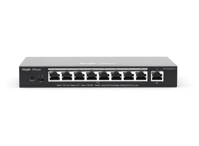 Switch Ruijie RG-ES209GC-P 8 cổng PoE+ Gigabit, 1 cổng Gigabit