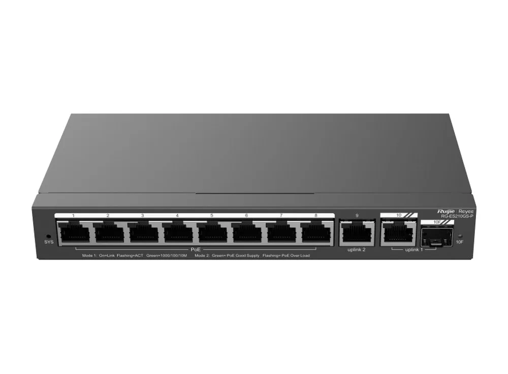 Switch Reyee ES200 RG-ES210GS-P nhìn từ phía trước, phía trên