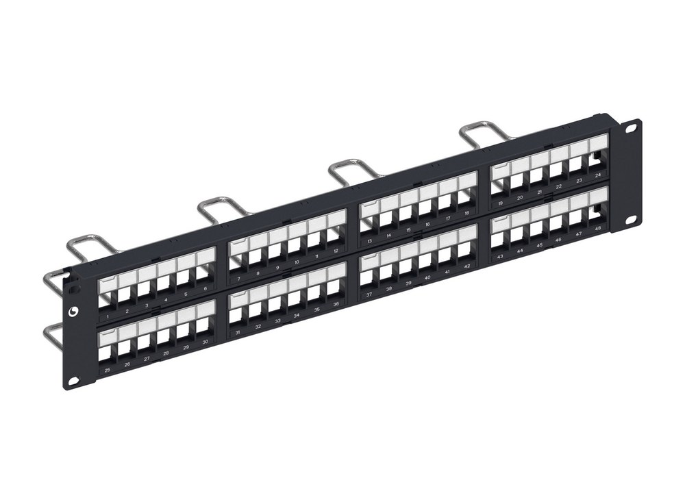 Patch panel 48 cổng chống nhiễu Commscope 760237047 cao 2U nhìn nghiêng