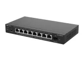 Ảnh thu nhỏ RG-ES209MG-P chụp nghiêng, 8 cổng PoE 2,5G và cổng SFP+ 10G